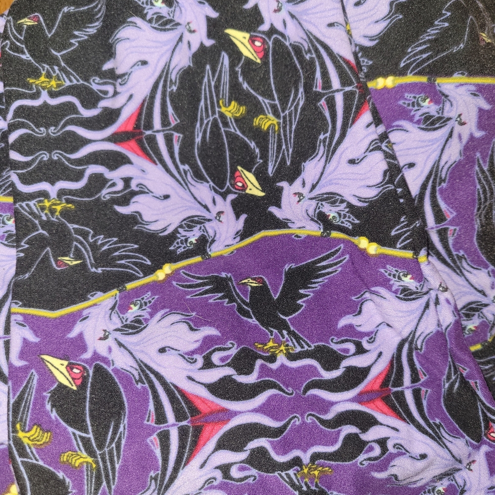 LuLaRoe Purple and Black Bird Pattern Leggings
